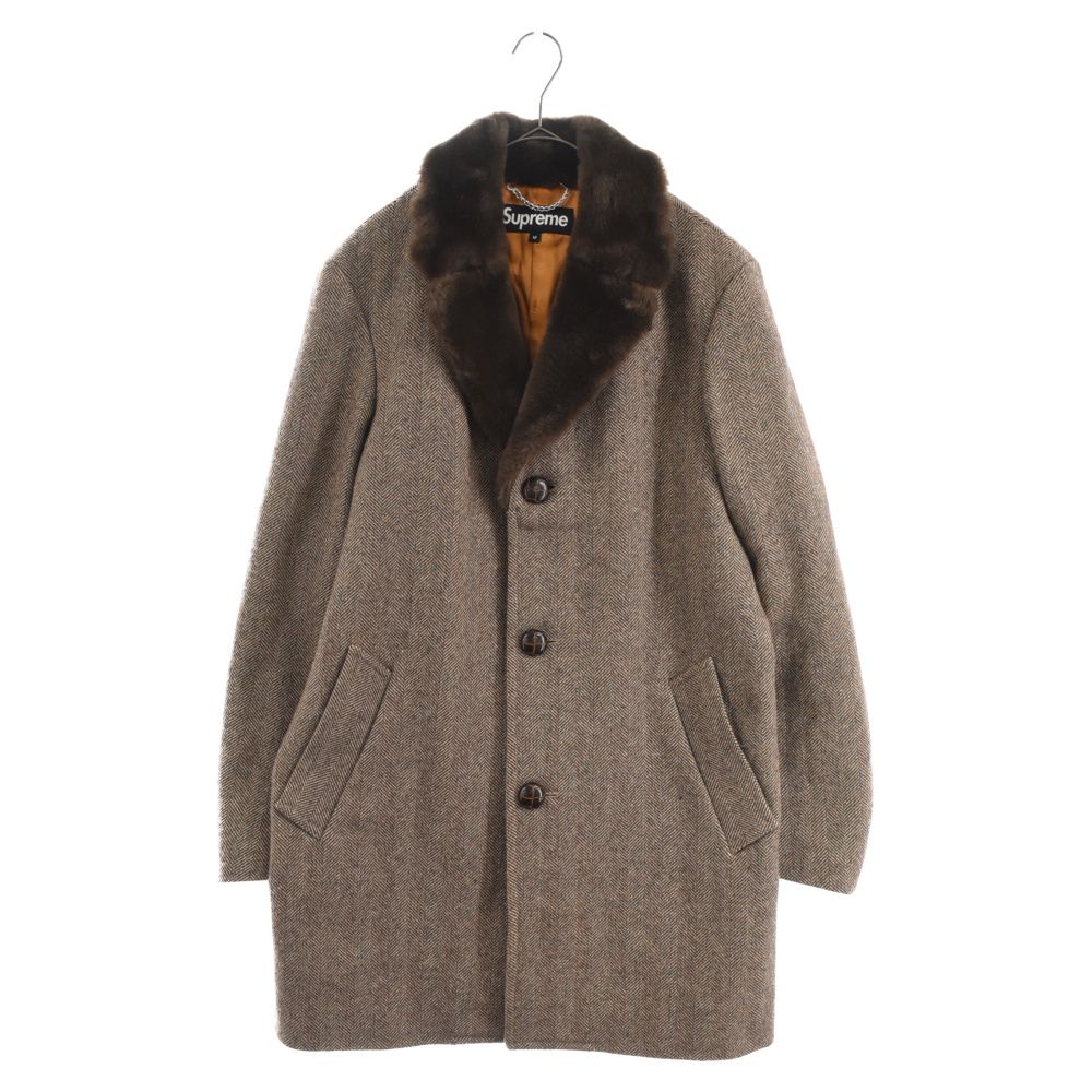 SUPREME (シュプリーム) 15AW Fur Collar Tweed Coat ファー