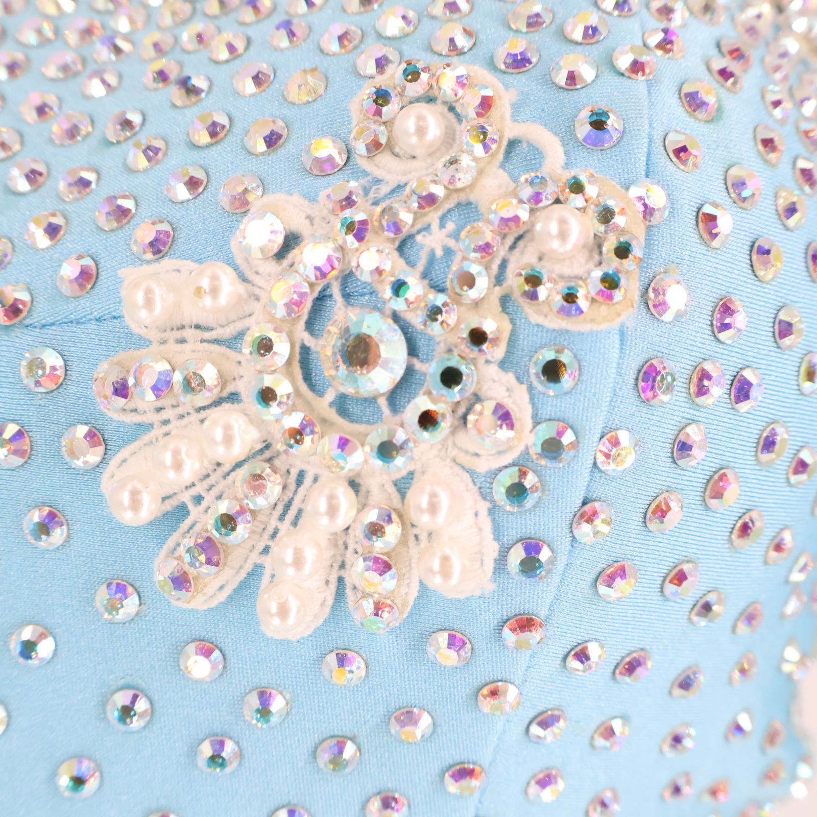 社交ダンス衣装】ブルー ワンピース ドレス 水色 スカイブルー