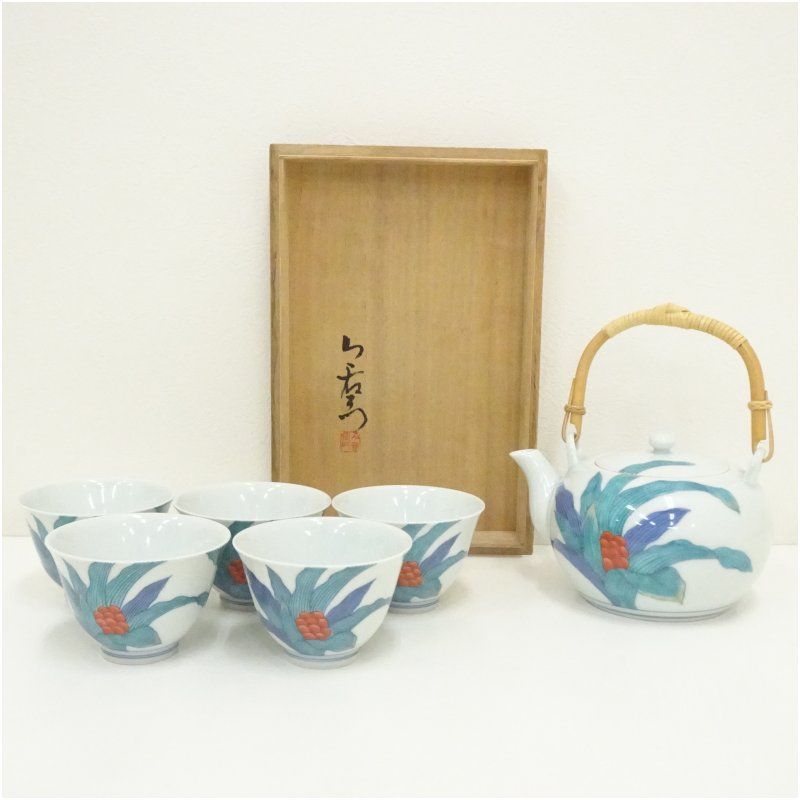 鍋島焼 人間国宝 十三代今泉今右衛門 錦万年青絵徳利 10