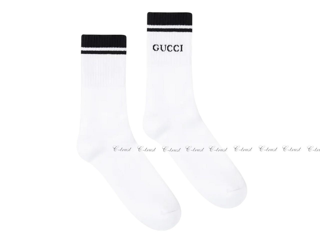 GUCCI グッチ ソックス 靴下 ジャガード メンズ コットン ライン ロゴ イタリア製 9000 ホワイト L829-WH-L