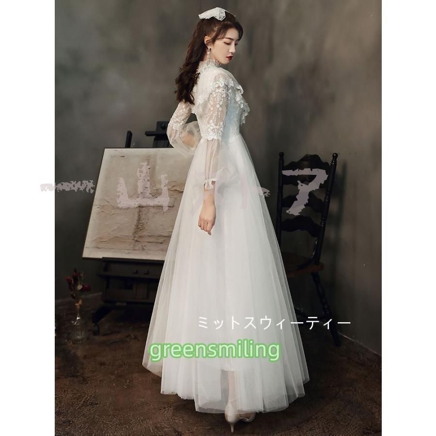 ウェディングドレス マキシ丈スカート レース 結婚式 半袖 パーティードレス 二次会 前撮り 後撮り ウエディングドレス ブライダル 花嫁 披