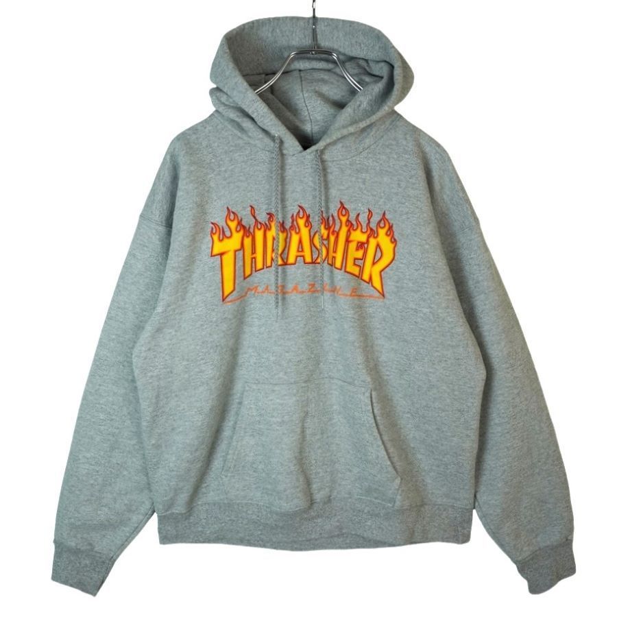 スラッシャーTHRASHERプルオーバーパーカーフーディ炎ファイヤーロゴプリント杢グレー灰色レッド赤オレンジスペードタグスケボーストリートvintageヴィンテージ40328  - メルカリ