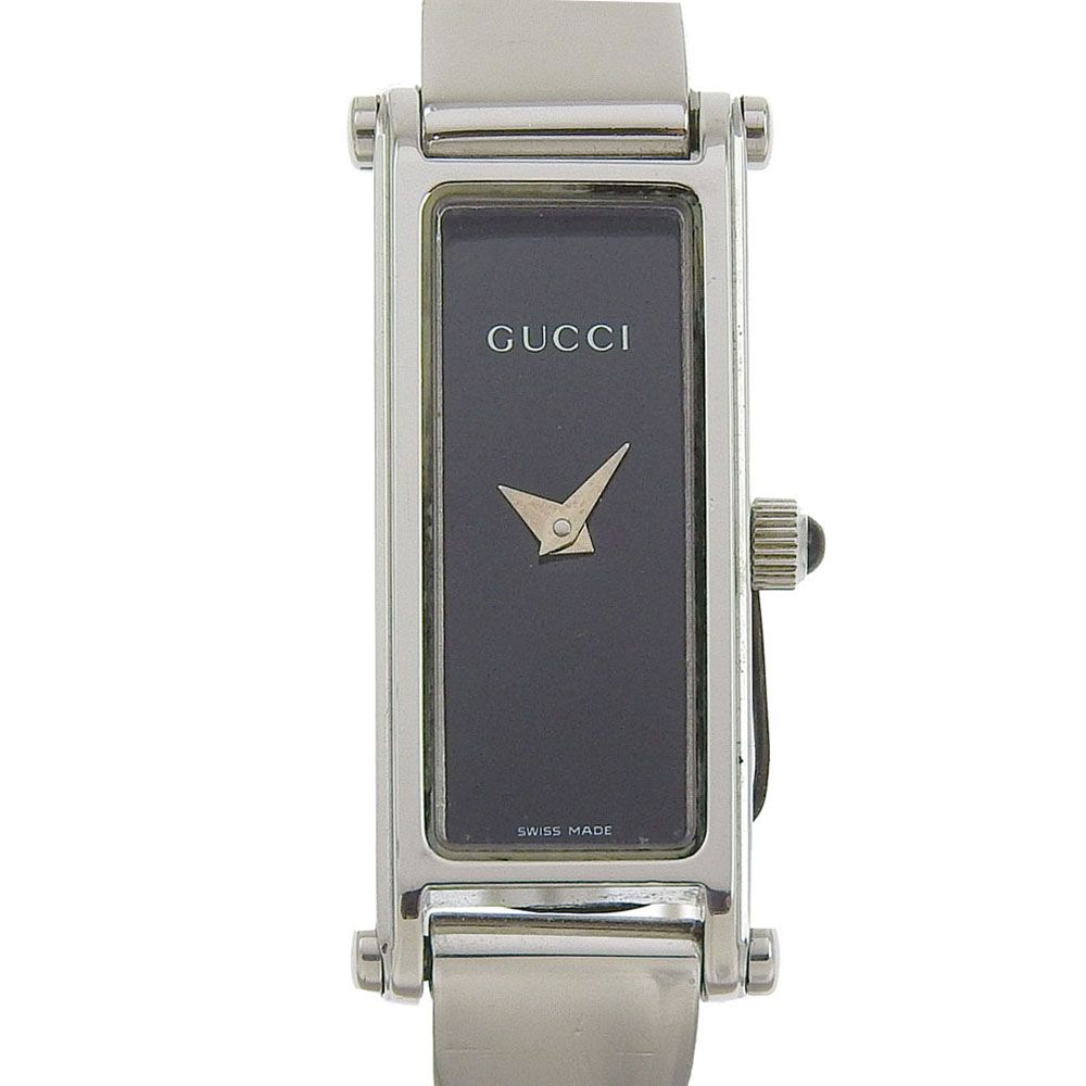 GUCCI グッチ 1500L ステンレススチール クオーツ アナログ表示 レディース 黒文字盤 腕時計