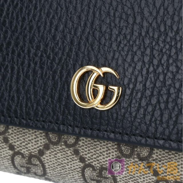 GUCCI】グッチ GGマーモント ミディアム ウォレット 598587 財布 二つ折り財布 GGスプリームキャンバス ベージュ レザー ブラック  レディース 【中古】 USED-S 【9356】 - メルカリ