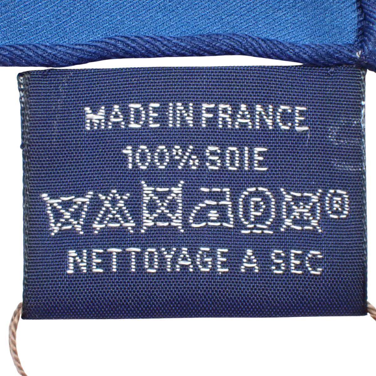 HERMES(エルメス) カレ45 ガヴロッシュ ブルー青 ホワイト白 シルク  