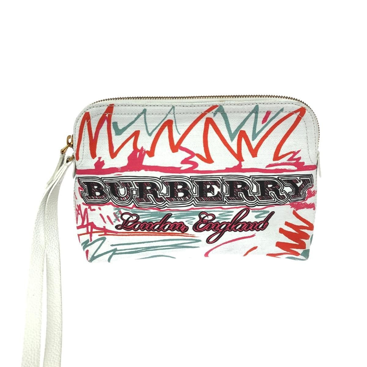 BURBERRY LONDON バーバリーロンドン ドゥードル ポーチ ホワイト PVC レディース 240001148213