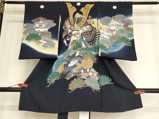 七五三7歳女の子 四つ身着物絵羽柄16点セット「赤地に雲取り 七五三