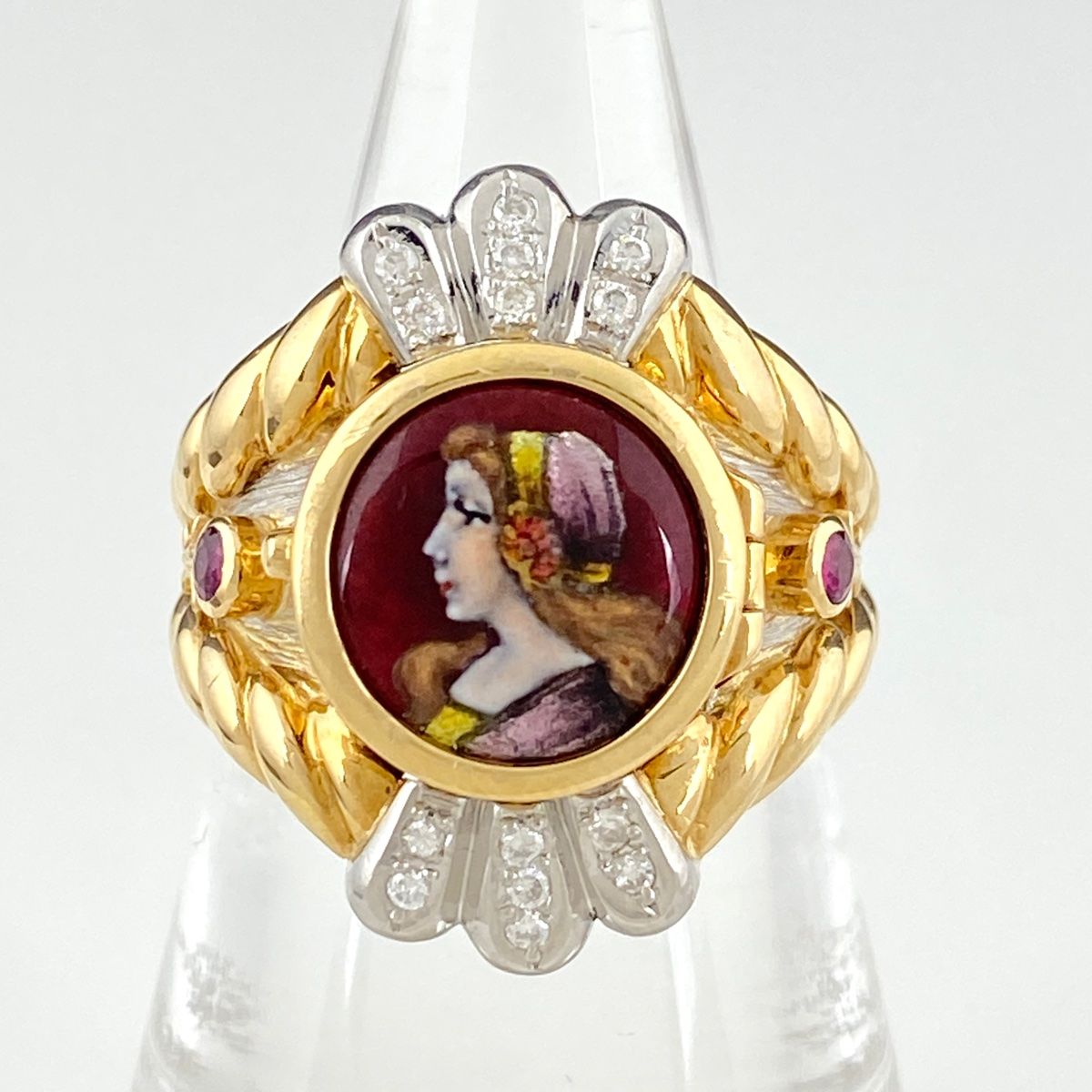 ルビー デザインリング K18 イエローゴールド プラチナ 指輪