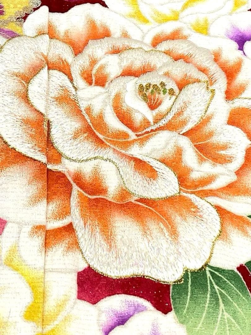 振袖 豪華 銀通し 金彩 銀彩 ラメ刺繍 薔薇 身丈169cm 撥水加工済