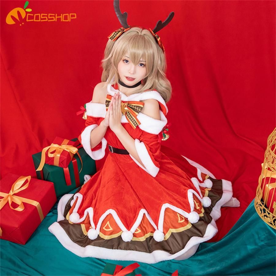 原神 げんしん Genshin バーバラBarbara サンタコスプレ クリスマス ワンピース 洋服 コスプレ服 演出服 変装 cosplay 仮装 二次会 イ