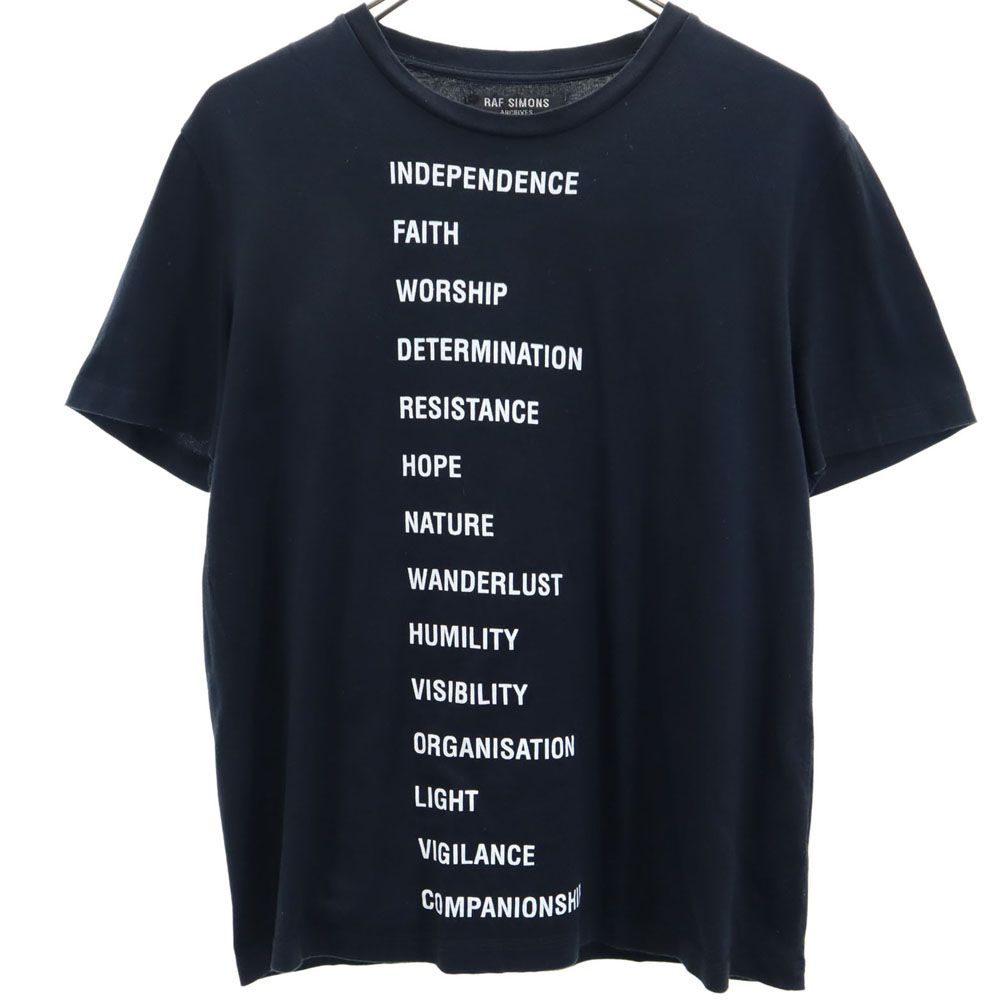 ラフシモンズ プリント 半袖 Tシャツ S ネイビー RAF SIMONS ARCHIVES  