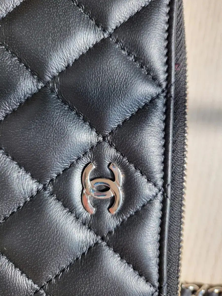 A82527 ラムスキン ブラック ダブル ファスナー WOC シルバー金具 チェーン ミニ クロスバッグ DECORATOM_COM_BR