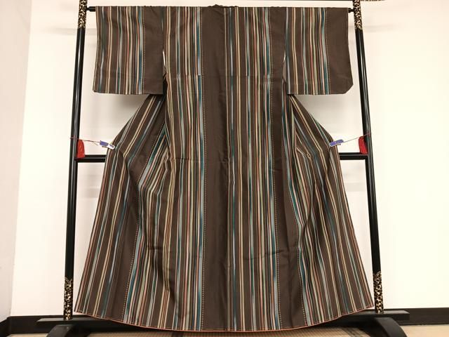 平和屋着物●上質な紬　縞　正絹　逸品　AAAW4138np 平和屋着物○上質な紬 縞 正絹 逸品 AAAW4138np