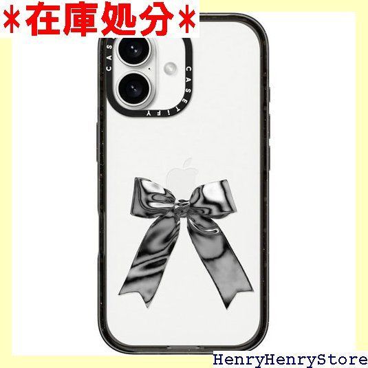 CASETiFY インパクト iPhone 16 ケース スリム | 2.5mの落下試験をクリア MIL規格4倍相当 | ワイヤレス充電に対応 - Metallic Ribbon - クリア ブラック 1955