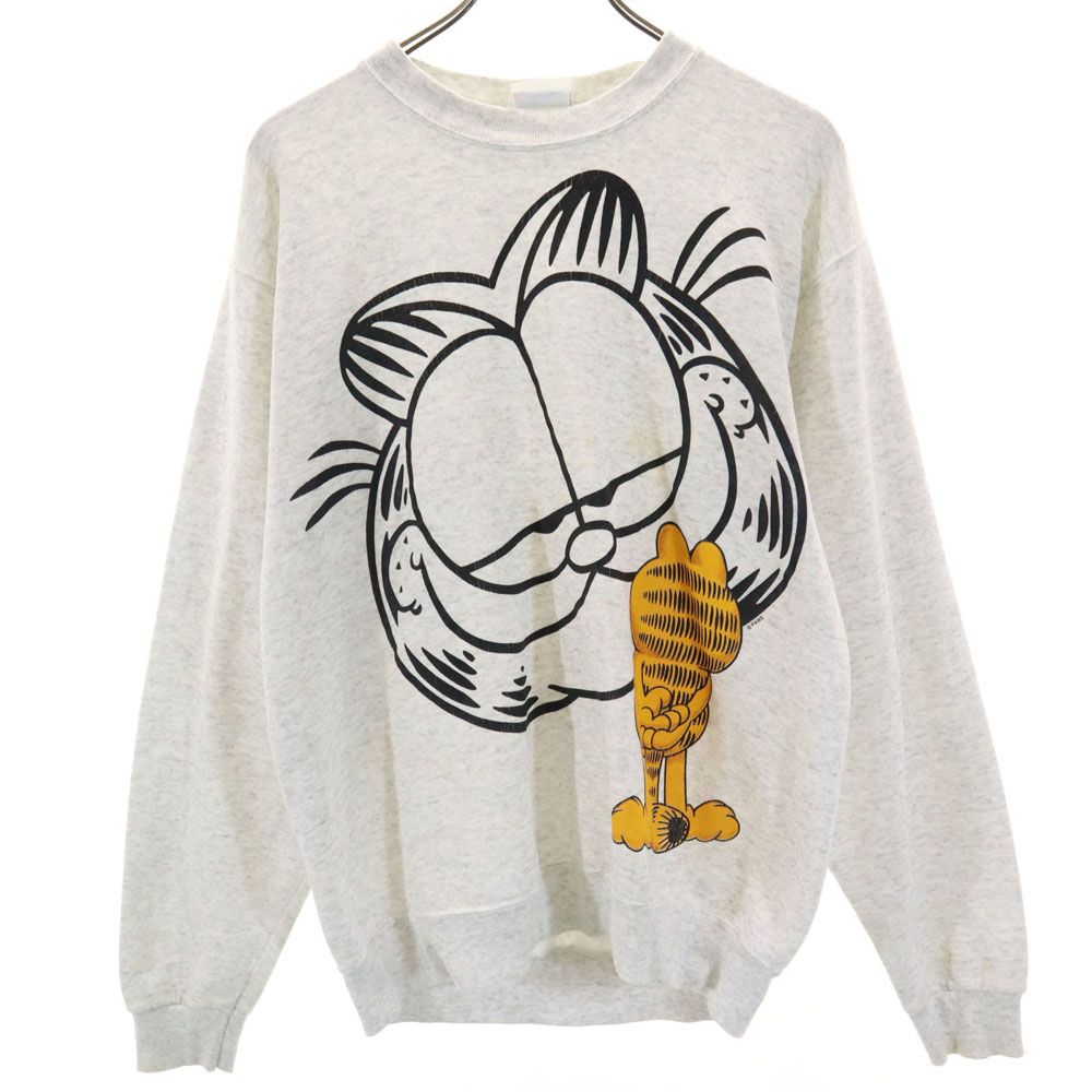 SANTEE 90s オールド ガーフィールド 長袖 スウェット トレーナー M ライトグレー SANTEE 裏起毛 Garfield メンズ