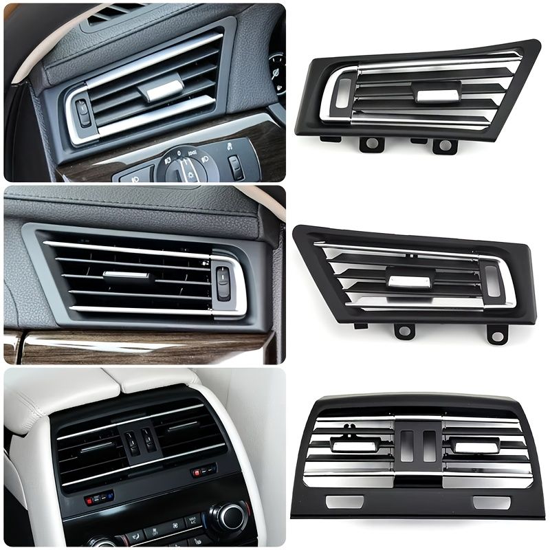 For BMW F01|F02|F03|F04 750i|740i用のエアベント交換用OEM製品 - ブラックプラスチック クロームフィニッシュ 調整 なレバー付き4バーデザイン 左と右のサイドオプション OEM番号64229118249 自動車のインテリ