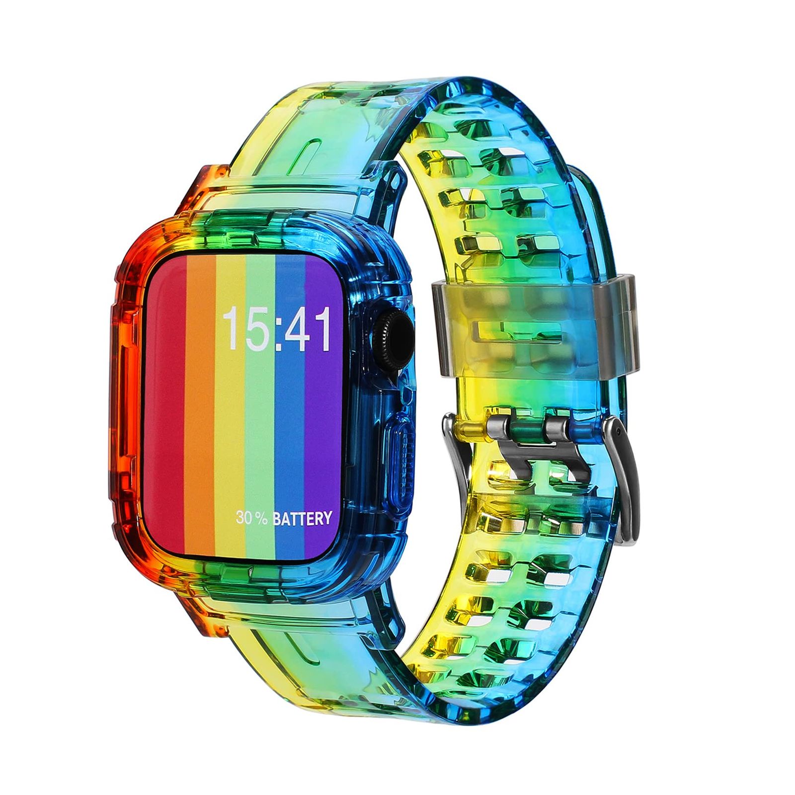 SEARME TREND Apple Watch 44mm 42mm 45mm 38mm 40mm 41mm用 バンパーケース付き レディース メンズ キュートなクリスタル保護スポーツストラップ Apple Wa [カラフル] [38mm/40mm/41mm]