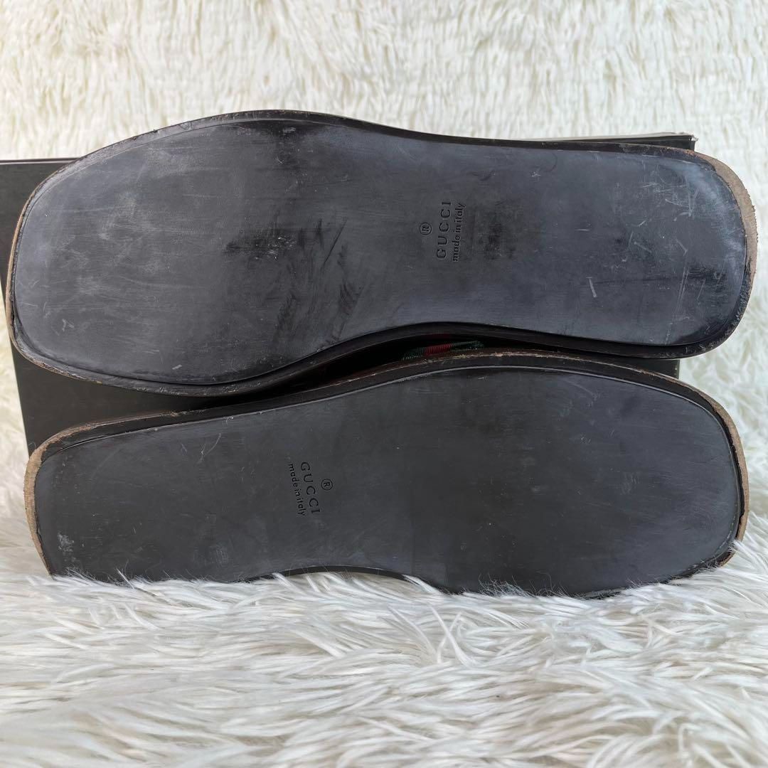 美品！一度短時間のみ着用！GUCCI シェリーライン　レザーサンダル ブラウン 美品！一度短時間のみ着用！GUCCI シェリーライン レザー