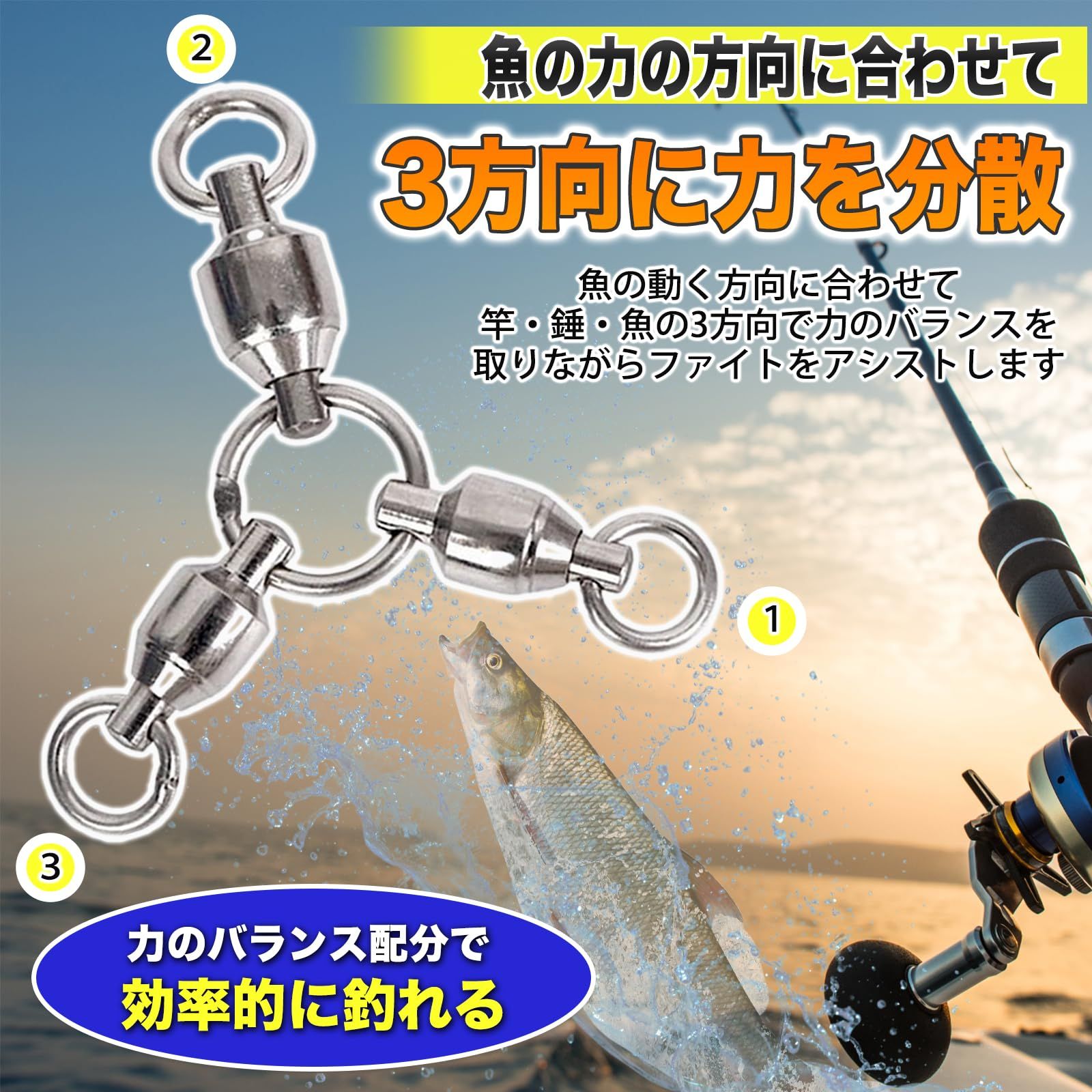 MONOSTORE 三又サルカン 釣り 魚 釣り道具 海 釣具 スイベル 船 