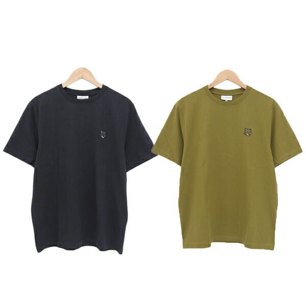 メゾンキツネ MAISON KITSUNE ボールド フォックスヘッド パッチ Tシャツ 半袖 Khaki Green S