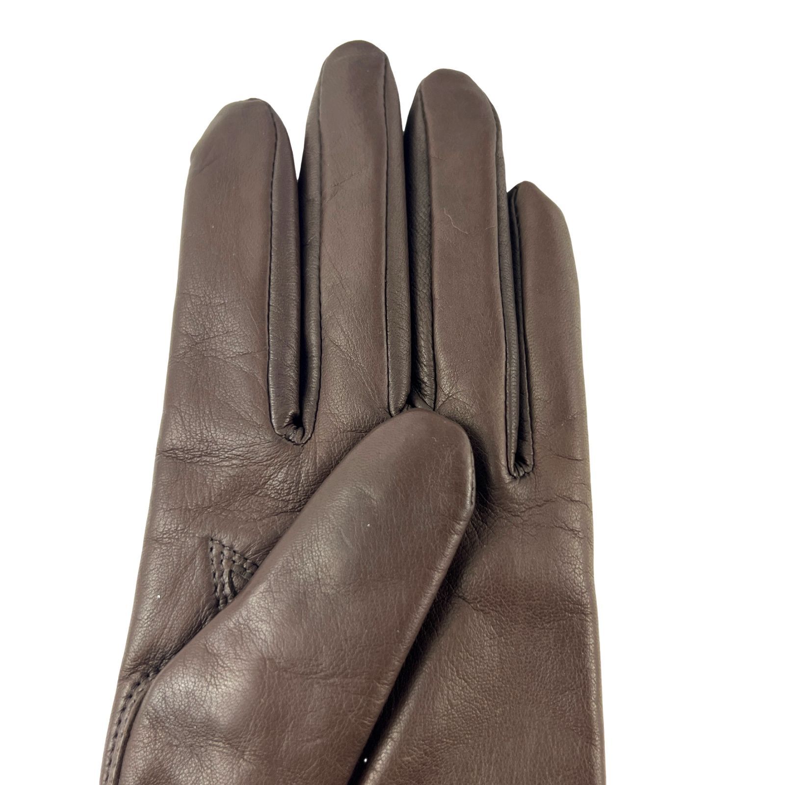 クロエ Chloe ファー付 手袋 グローブ レザー ブラウン 羊皮 ラビット