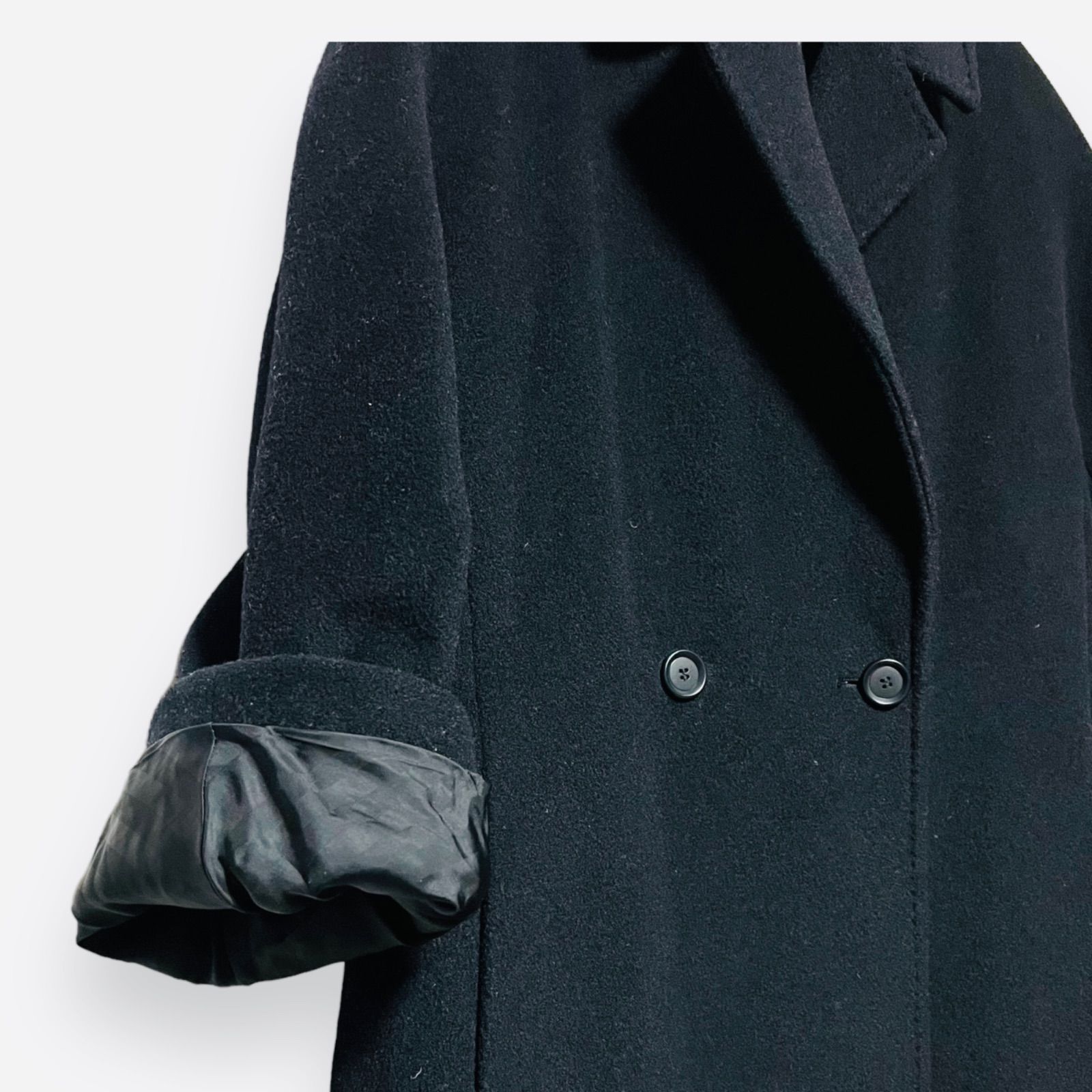 Les Copains レコパン ロングコート イタリア製 無地 ブラック サイズ42 Lサイズ ウール 228 006752 236