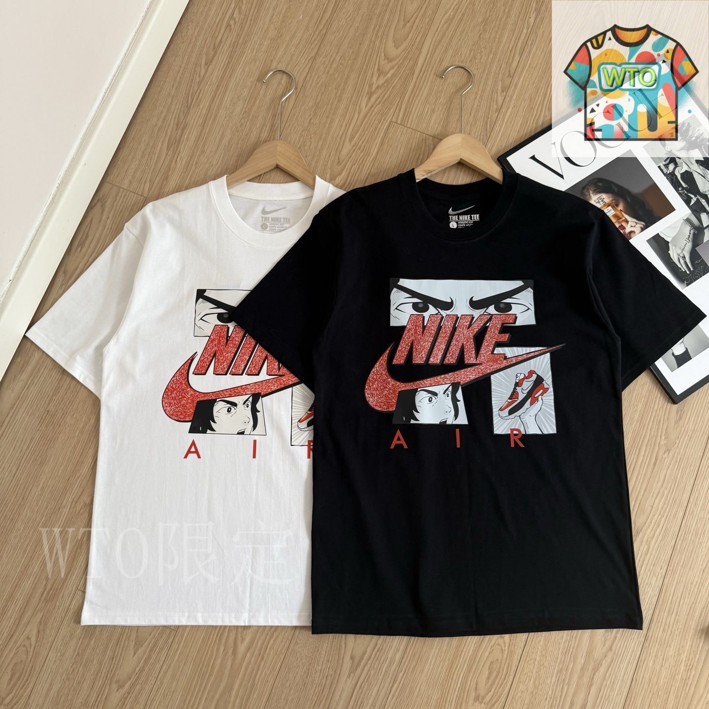 今日WTO】Nike Sportswear マンガ文字 Logo プリント運動丸首