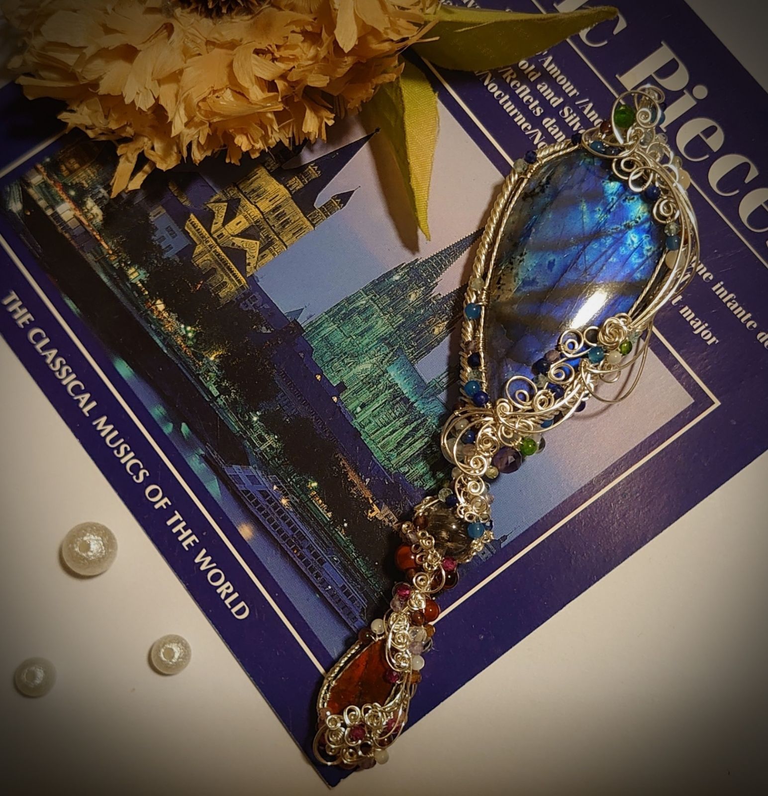 高品質 ラブラドライト×プラチナルチル×アンモライト オファー 3連