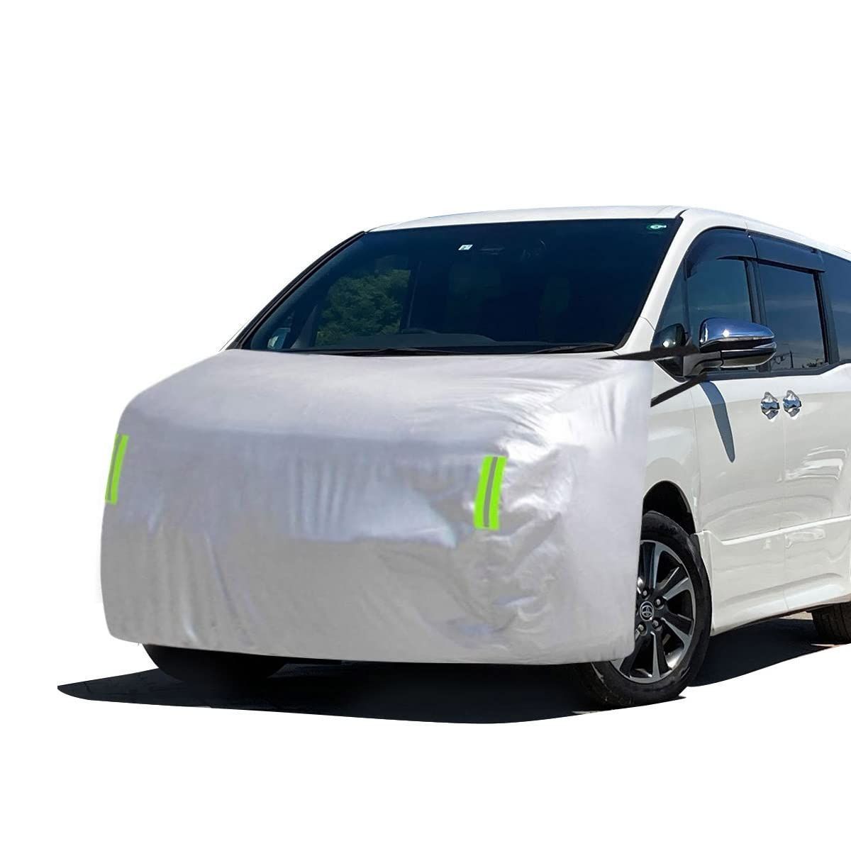【最安値】(ミニバン車用-QZ-Lサイズ) QZ-L 鳥フン対策 ヘッドライト劣化 ボディカバー 自動車ボンネットカバー 蛍光反射ストリップ付 ボンネット保護カバー 防炎 フロント 厚地でしっかりし 