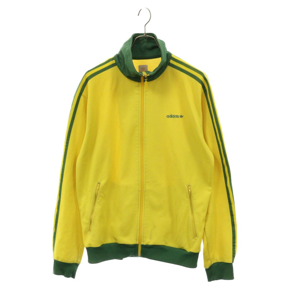 adidas (アディダス) トレフォイルロゴ刺繍ジップアップジャケット トラックジャケット ジャージ イエロー/グリーン 570990