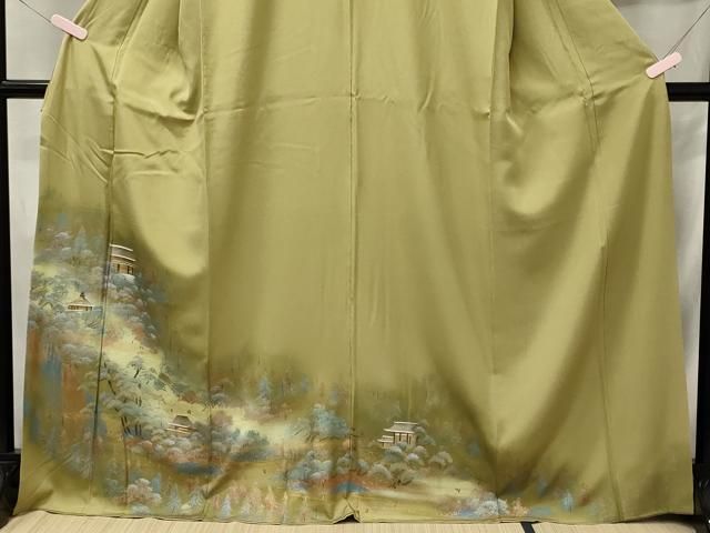 平和屋着物▽訪問着 単衣 作家物 手描き 草花文 正絹 逸品 BAAS7868yc