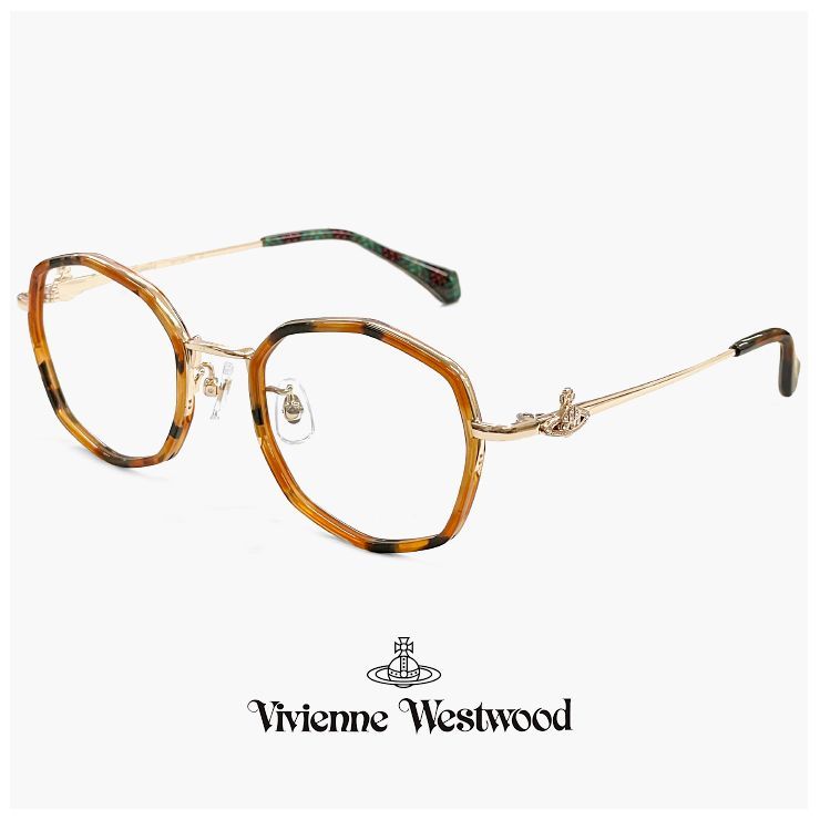 ヴィヴィアン ウエストウッド 40-0035 c01 Vivienne Westwood レディース メガネ 眼鏡 40-0035-1 多角形 セル巻き フレーム べっ甲 柄 オーブ ダミーレンズ発送