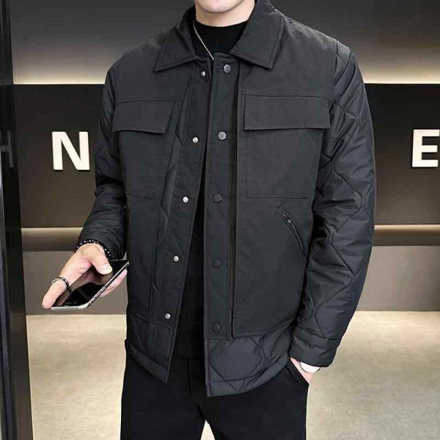 秋冬 コーデ メンズ 服 シンプル ファッション オシャレ 大人 かっこいい 大きいサイズ ストリート 紳士服 シャツ コットン ジャケット アウター 綿服