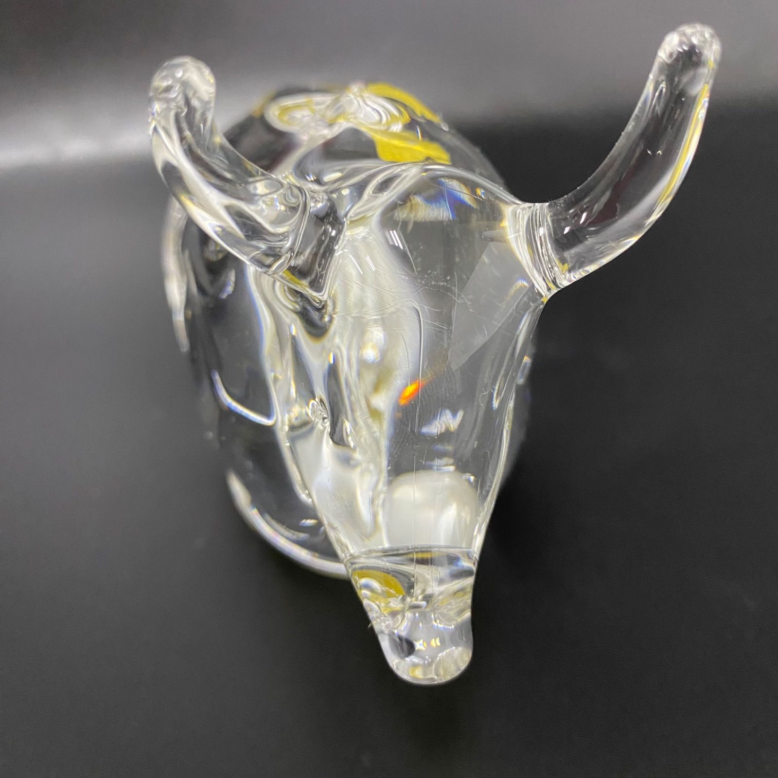 希少美品】Multi Glass ガラス製 丑 牛 オブジェ 置物 クリスタル 透明 