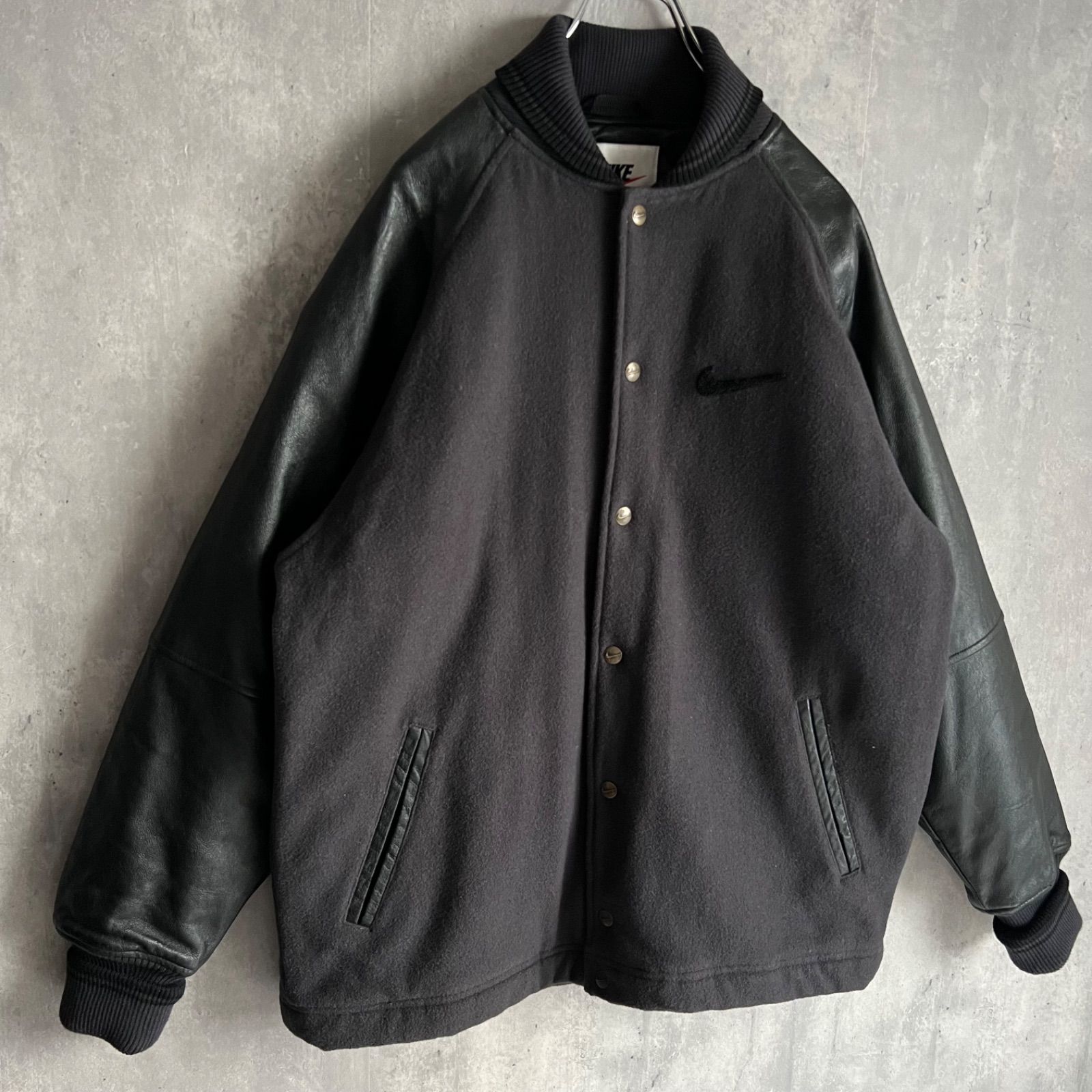 90s NIKE ナイキ ヴィンテージ ウール×袖レザー スタジアムジャケット