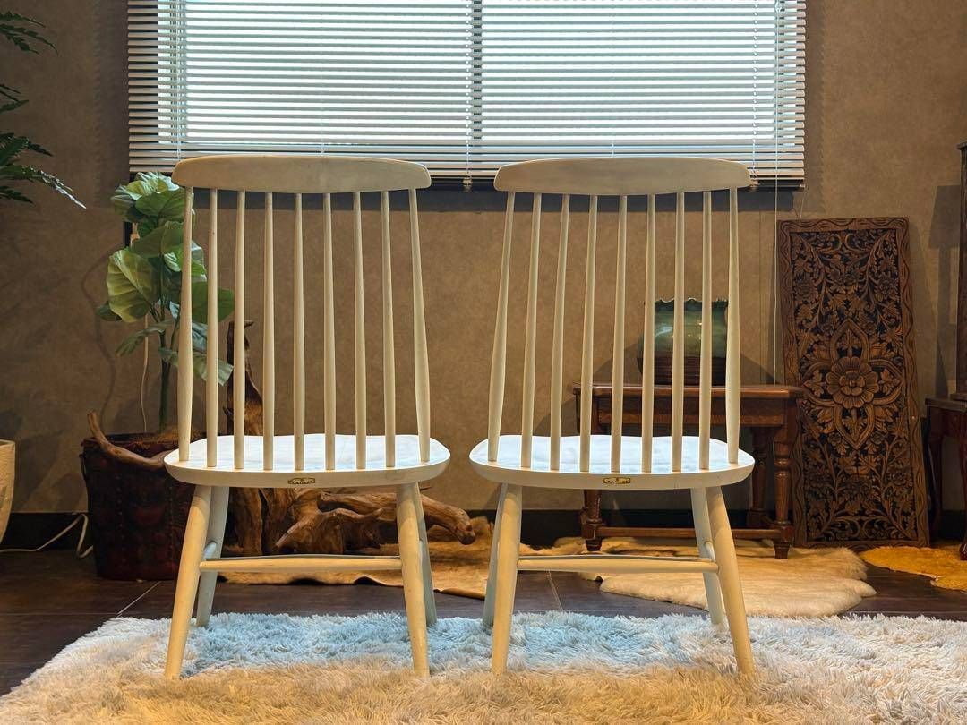 ①太平 ウィンザーチェア　ホワイト　ゴールドスミスチェア　2脚セット　IZ ①太平 ウィンザーチェア ホワイト ゴールドスミスチェア 2脚