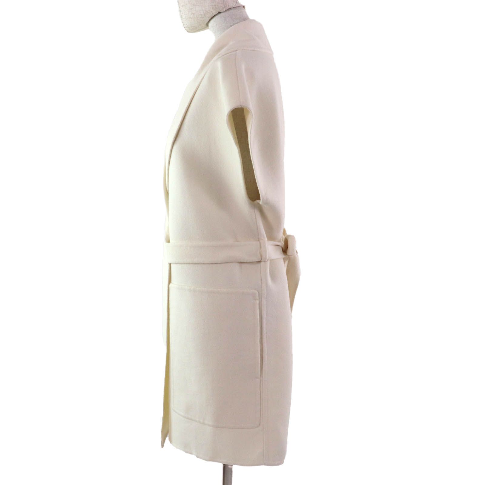 未使用品★HERMES エルメス 23AW 3H0141DA カシミヤ100％ レザー使い ベルトデザイン ロングジレ ベスト 36 ハンガー・ガーメント付 未使用品☆HERMES エルメス 23AW 3H0141DA カシミヤ100％ レザー