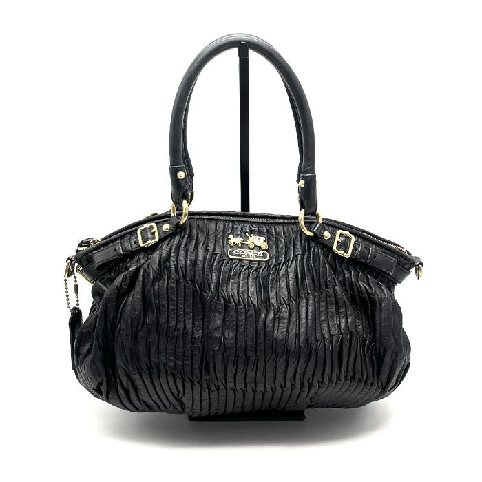 中古】良品 COACH コーチ ロゴ ギャザー 2way レザー ハンド