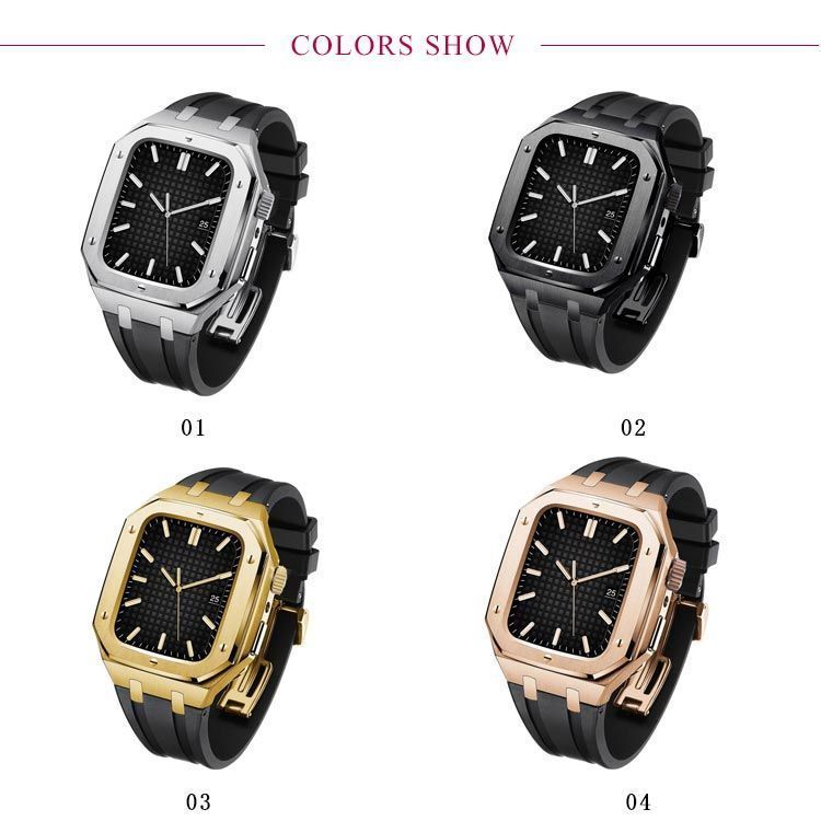  apple watch アップルウォッチ カバー バンド ベルト ケース ステンレス 一体型 メンズ series 8 7 6 SE 5 4 用 44 mm 45 スポーツ アウト その他 時計