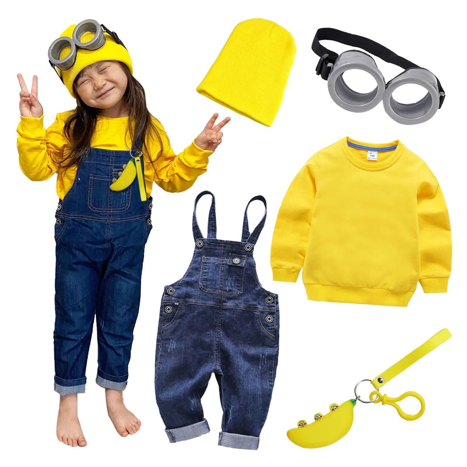 ミニオン コスプレ キッズ ハロウィン パーティー 仮装 5点セット ミニオン コスプレ キッズ ハロウィン パーティー 仮装 5点セット