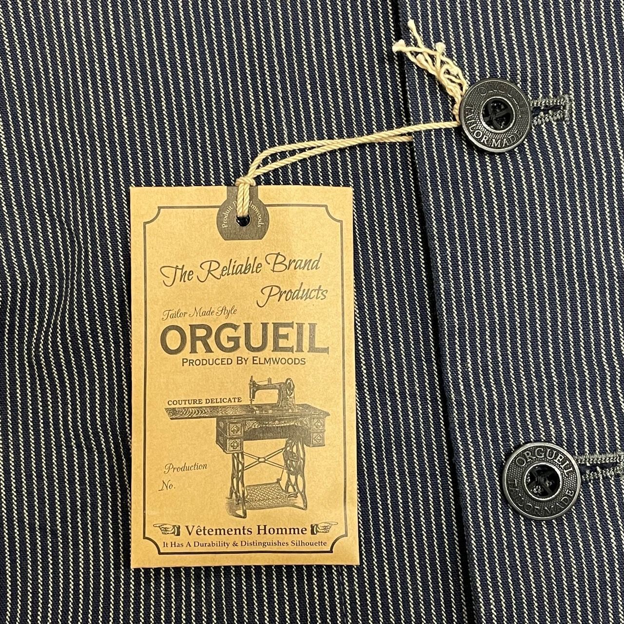 定価37400円 未使用 ORGUEIL ストライプサックジャケット カバーオール 