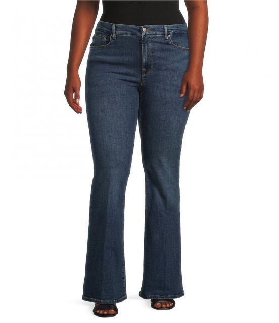 【送料無料】 グッドアメリカン レディース デニムパンツ ジーンズ ボトムス Plus Good Legs Flare Denim Jeans Blue004