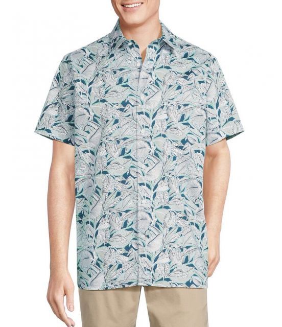 【送料無料】 ダニエル クレミュ メンズ シャツ トップス Blue Label Tropical Leaf Print Short Sleeve Woven Shirt Multi Color