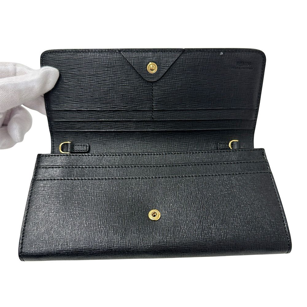 【美品】FENDI フェンディ モンスター 長財布 黒 レザー フェンディ FENDI 財布 レディース メンズ ブランド 長財布