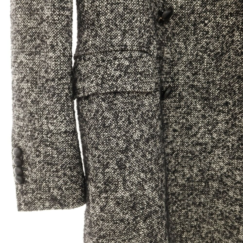 中古】タリアトーレ TAGLIATORE ツイード ポロコート ブラックx
