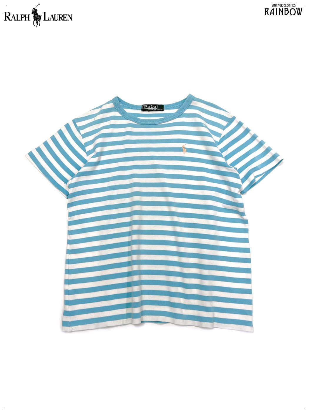 古着 ラルフローレン Ralph Lauren POLO by Ralph Lauren ボーダー柄 長袖 ラガーシャツ レディースL相当 /eaa486682 【SS2506_10】 80s ポロラルフローレン 長袖ラガーシャツ 太ボーダー ホワイト