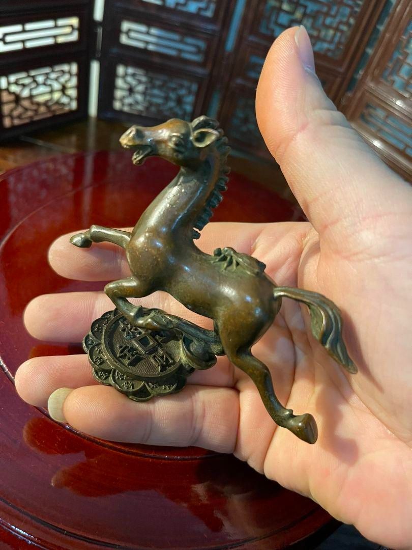 宝石のベルト 銅器 稀少品 重厚 極細工 工芸品 美術品 置物 金工 古銅宣徳銅 枝に鳥 置物 在銘 V 6648E 金工 古銅宣