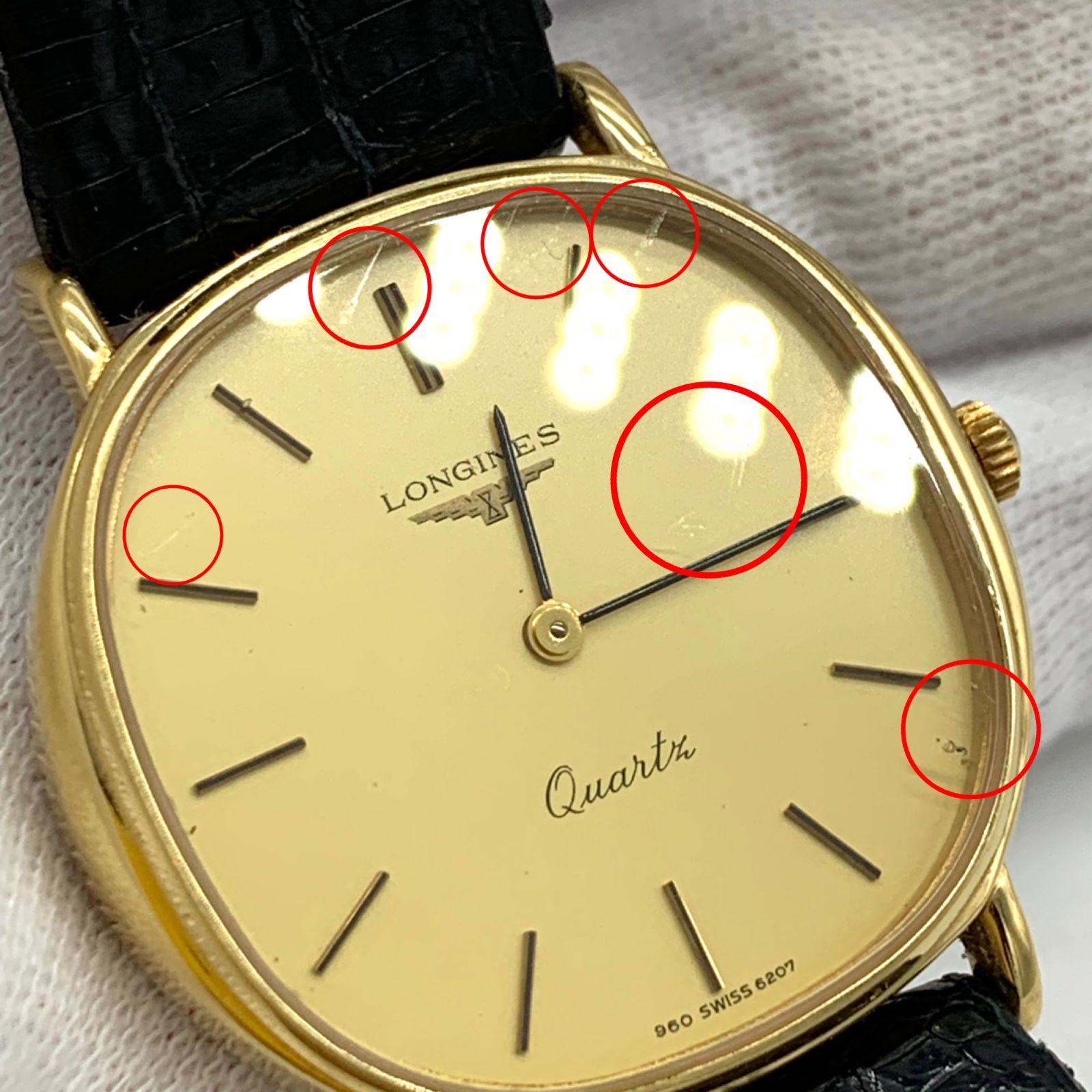 ▽【不動品】LONGINES/ロンジン 960 SWISS 6207 ゴールド文字盤 メンズ 