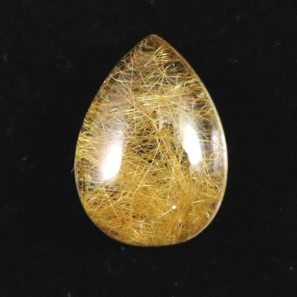 ヒマラヤ マニハール産 ゴールドルチル入り 水晶 ティアドロップ型 ルース 11.7ct 榎本通商43448