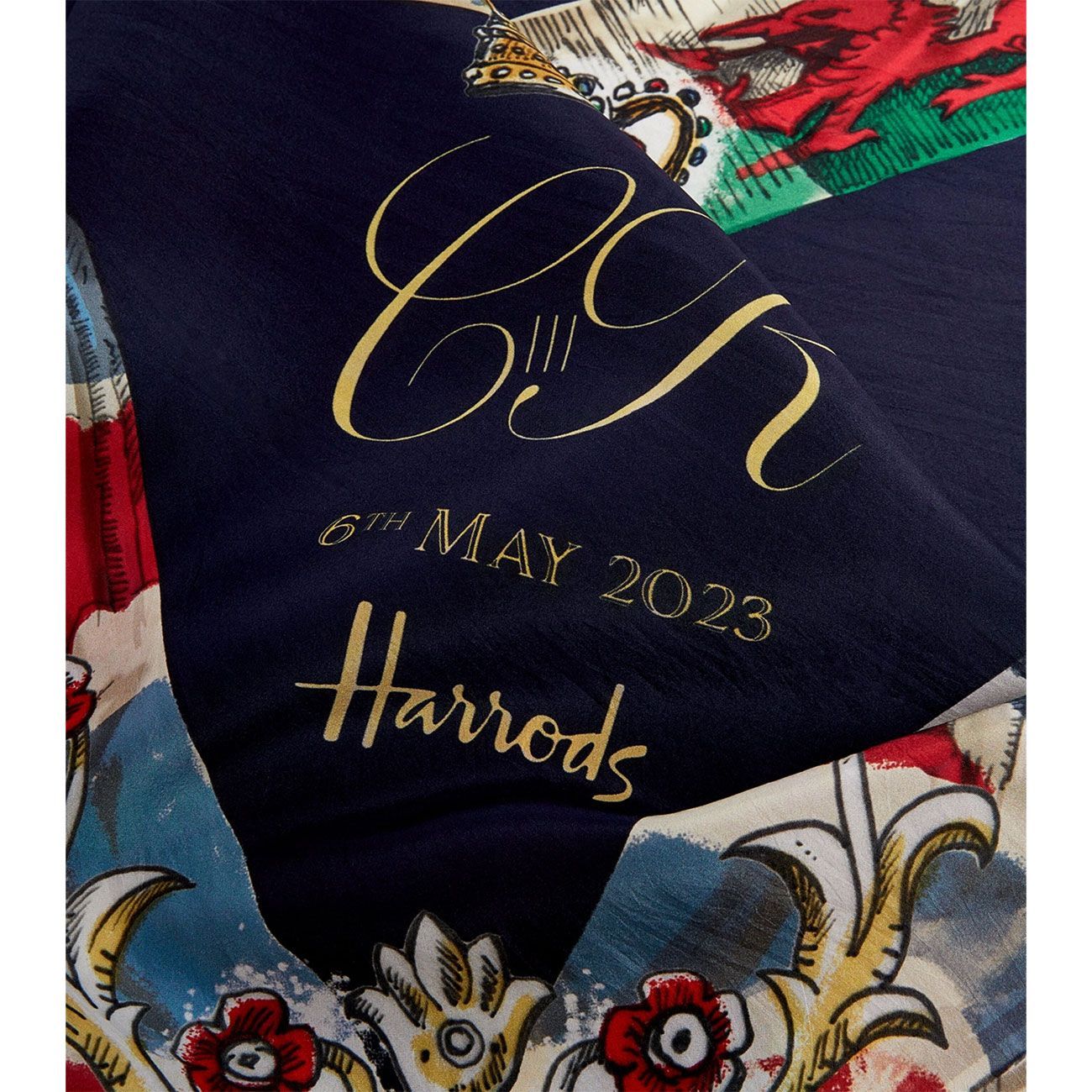 Harrods ハロッズ 英国チャールズ国王 戴冠式記念限定 シルク